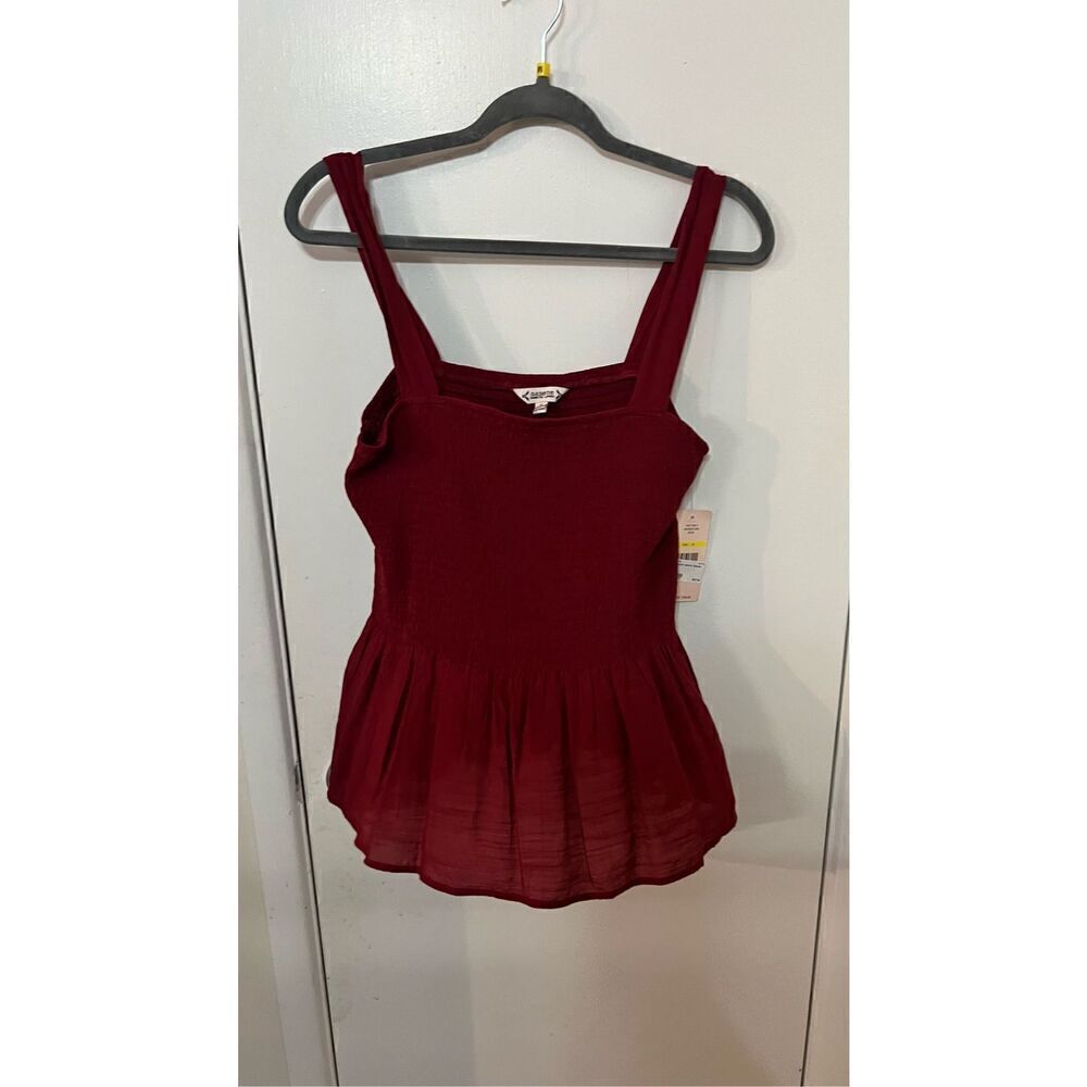 Nanette Lepore Burgundy Gauze Tank Crop Top Womens SZ  M New